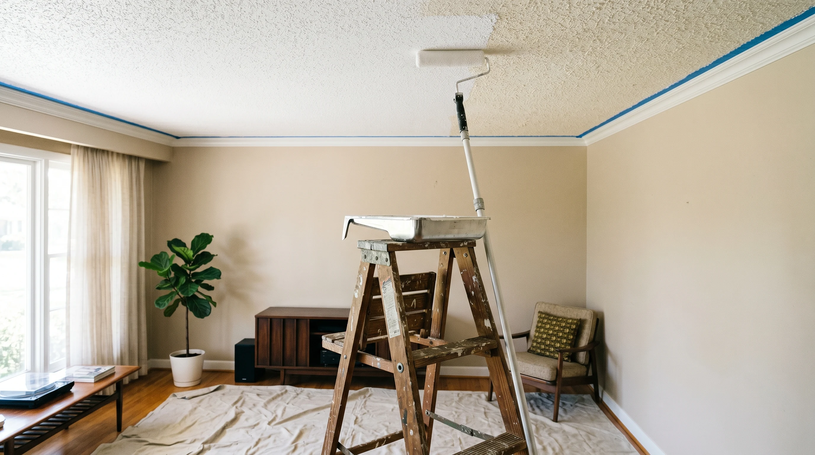 How to Paint a Popcorn Ceiling Without Knocking the Texture Off